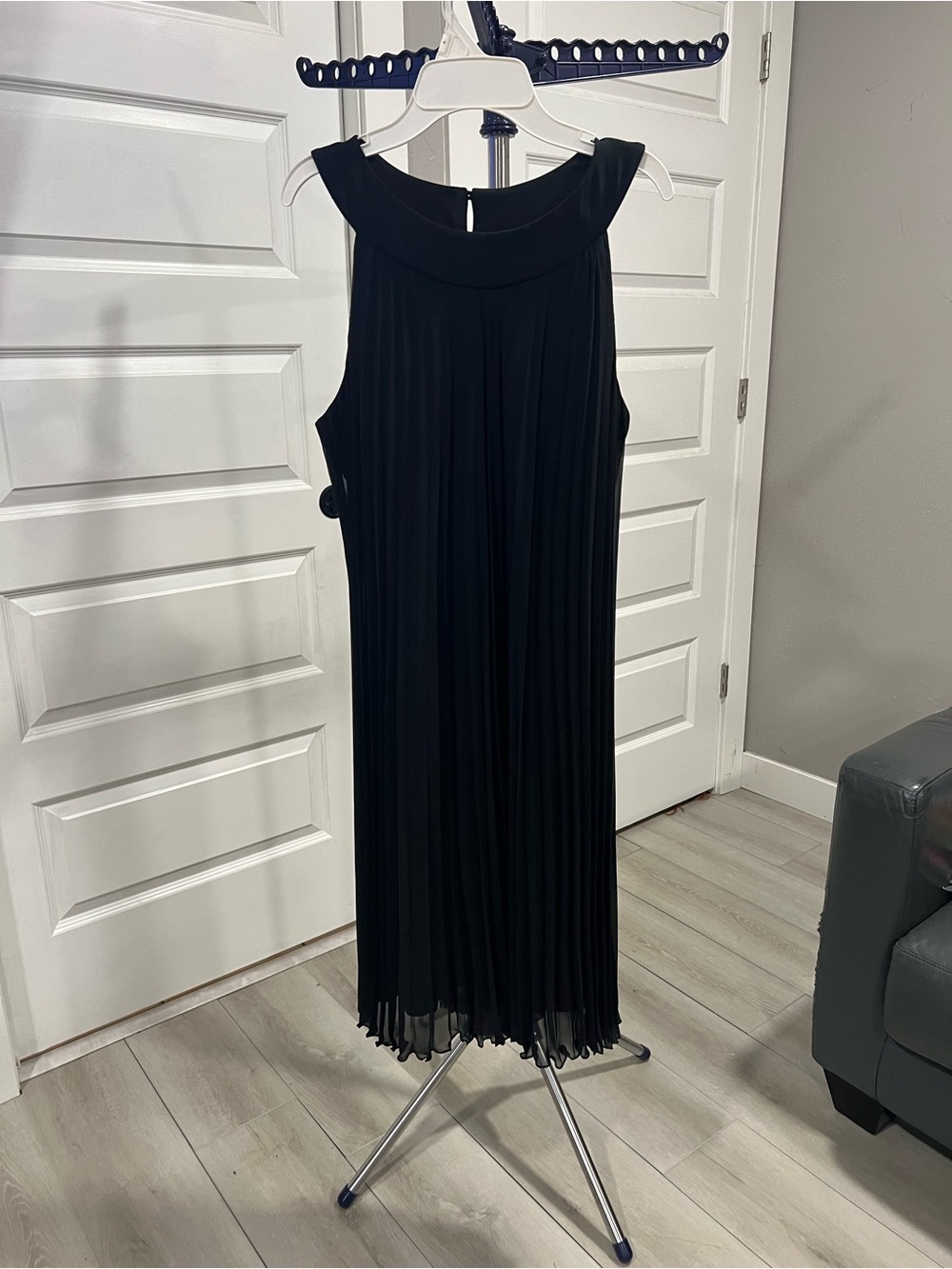J.B.S. LTD Vintage Pleated Trapeze Midi Dress Blue Extra Large XL Size 14